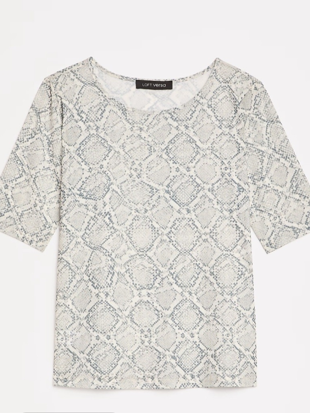 LOFT Versa Snake Print Mesh Elbow Sleeve Tee | Medium | NEW